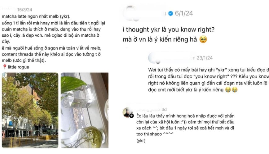 Ykr là viết tắt của cụm từ ý kiến riêng