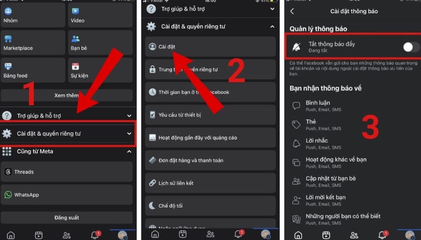 Các bước tắt noti trên điện thoại