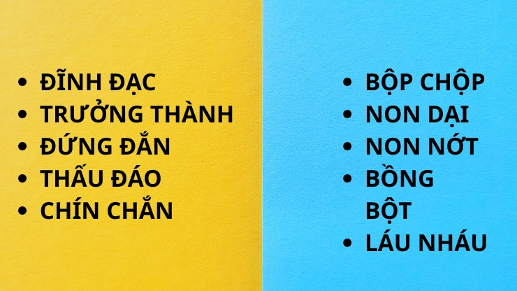 Từ đồng nghĩa và trái nghĩa chững chạc là gì?