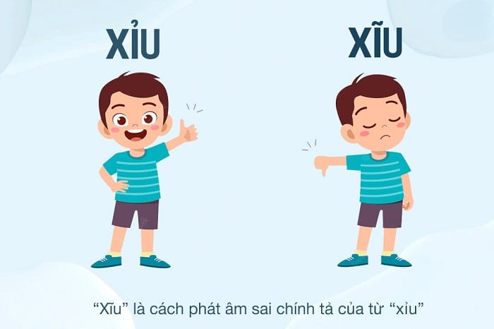 Xỉu là từ chuẩn xác, rõ nghĩa, còn từ xĩu không xuất hiện trong từ điển